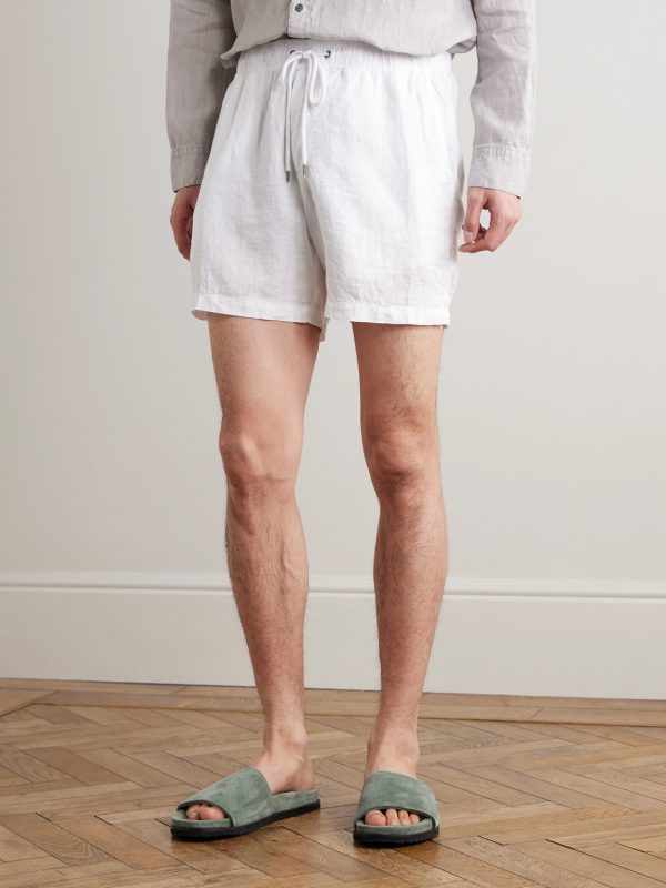 Straight-Leg Garment-Dyed Linen Drawstring Shorts - FR Straight-Leg Garment-Dyed Linen Drawstring Shorts - FR