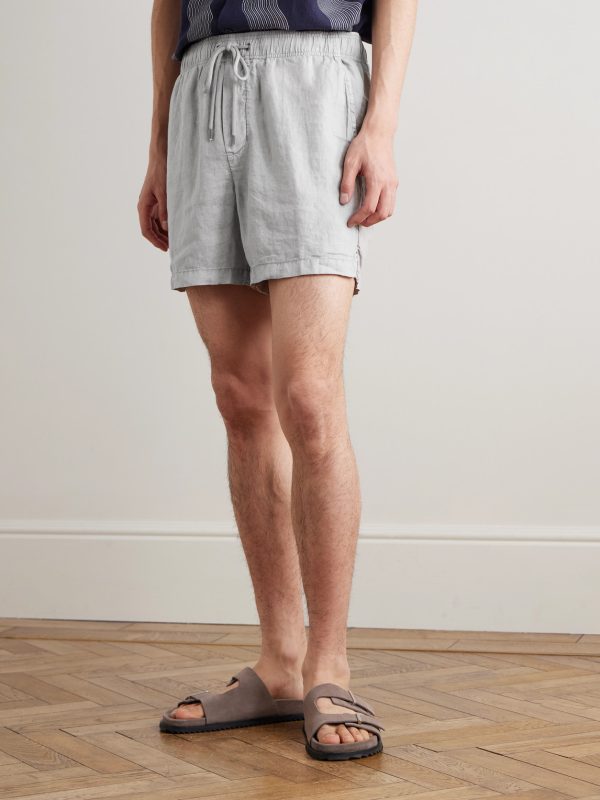 Straight-Leg Garment-Dyed Linen Drawstring Shorts - FR Straight-Leg Garment-Dyed Linen Drawstring Shorts - FR