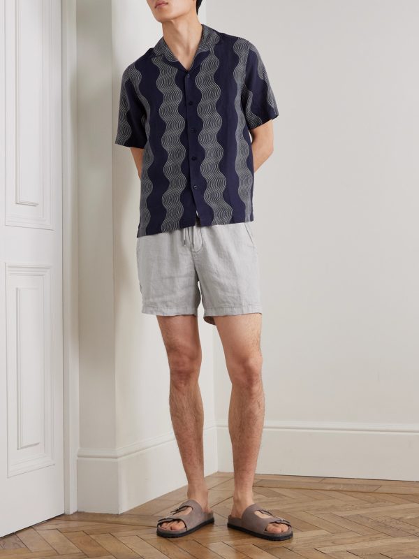 Straight-Leg Garment-Dyed Linen Drawstring Shorts - OU Straight-Leg Garment-Dyed Linen Drawstring Shorts - OU