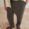 Straight-Leg Garment-Dyed Linen Drawstring Trousers - CU Straight-Leg Garment-Dyed Linen Drawstring Trousers - CU