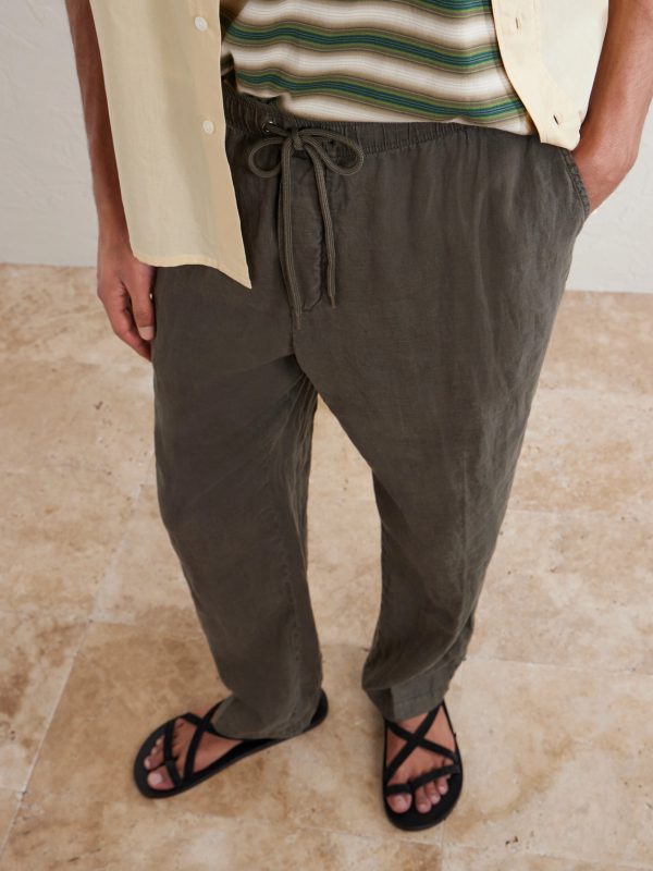 Straight-Leg Garment-Dyed Linen Drawstring Trousers - CU Straight-Leg Garment-Dyed Linen Drawstring Trousers - CU