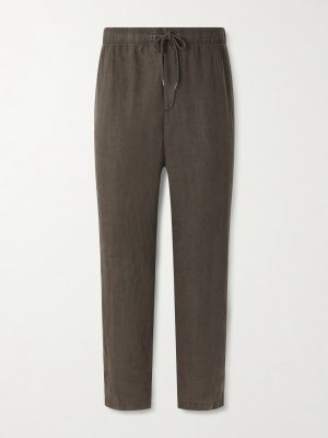 Straight-Leg Garment-Dyed Linen Drawstring Trousers Straight-Leg Garment-Dyed Linen Drawstring Trousers