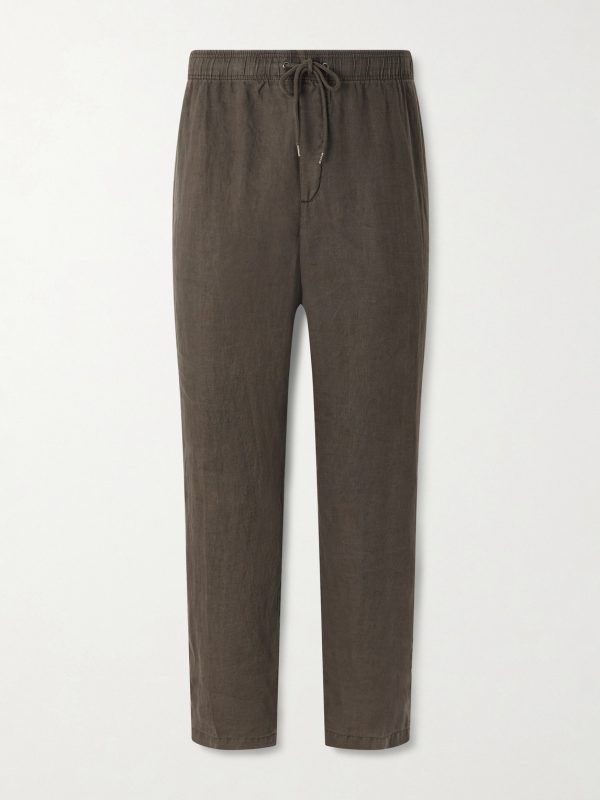 Straight-Leg Garment-Dyed Linen Drawstring Trousers Straight-Leg Garment-Dyed Linen Drawstring Trousers