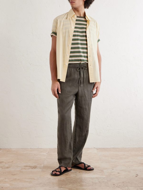 Straight-Leg Garment-Dyed Linen Drawstring Trousers - OU Straight-Leg Garment-Dyed Linen Drawstring Trousers - OU