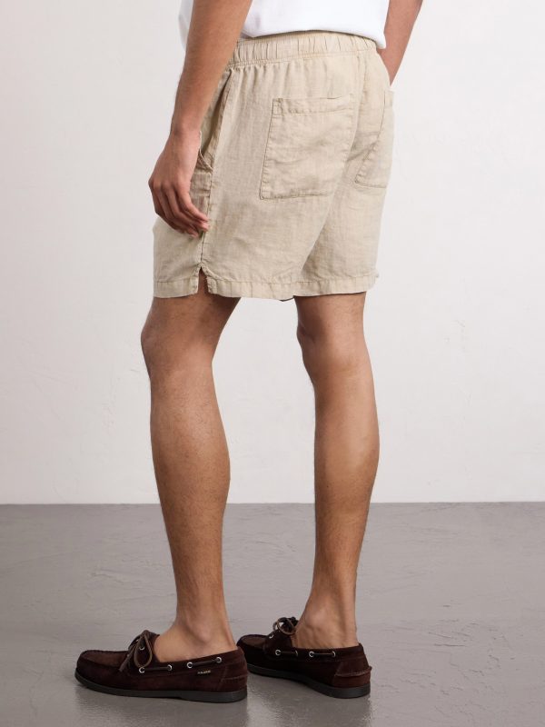 Straight-Leg Garment-Dyed Linen Drawstring Shorts - BK Straight-Leg Garment-Dyed Linen Drawstring Shorts - BK