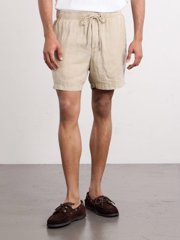 Straight-Leg Garment-Dyed Linen Drawstring Shorts - FR Straight-Leg Garment-Dyed Linen Drawstring Shorts - FR