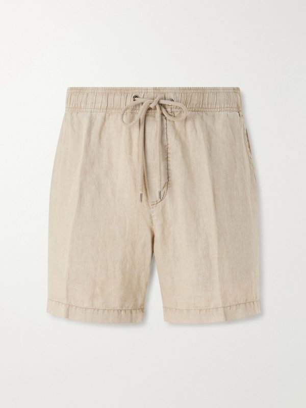 Straight-Leg Garment-Dyed Linen Drawstring Shorts Straight-Leg Garment-Dyed Linen Drawstring Shorts