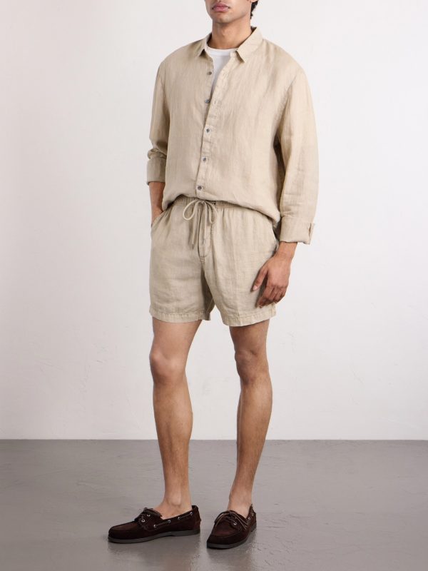 Straight-Leg Garment-Dyed Linen Drawstring Shorts - OU Straight-Leg Garment-Dyed Linen Drawstring Shorts - OU