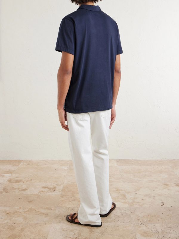Luxe Lotus Cotton-Jersey Polo Shirt - BK Luxe Lotus Cotton-Jersey Polo Shirt - BK