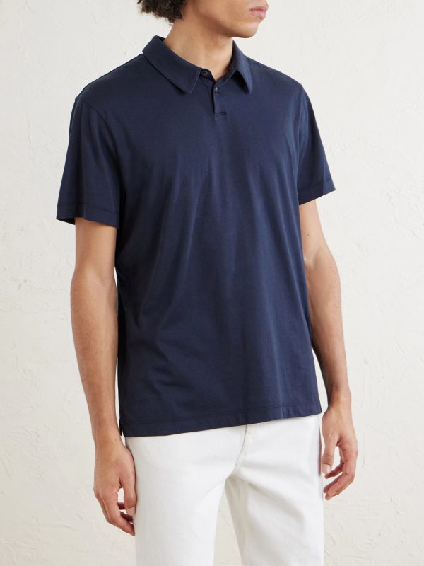 Luxe Lotus Cotton-Jersey Polo Shirt - FR Luxe Lotus Cotton-Jersey Polo Shirt - FR