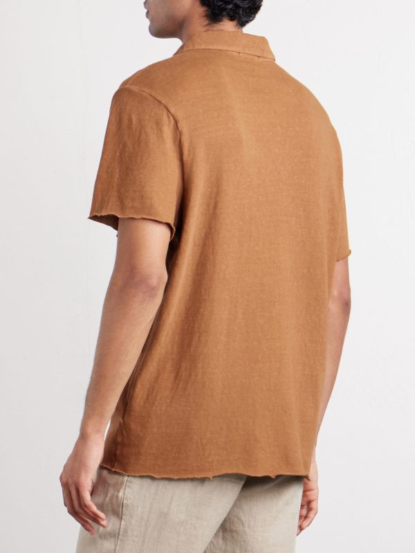 Open-Collar Slub Cotton-Jersey Polo Shirt - BK
