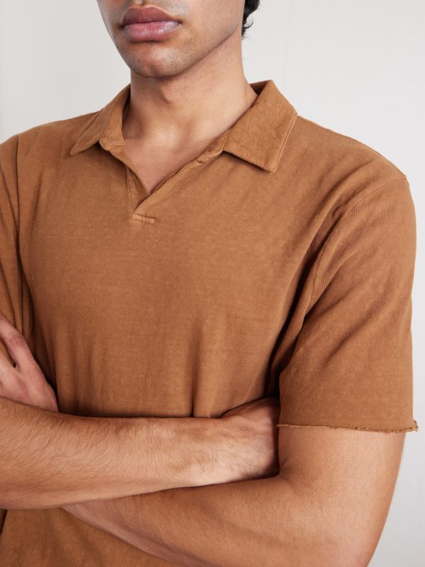 Open-Collar Slub Cotton-Jersey Polo Shirt - CU