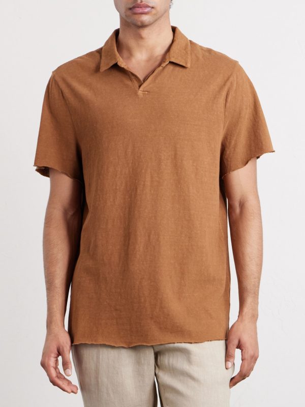 Open-Collar Slub Cotton-Jersey Polo Shirt - FR