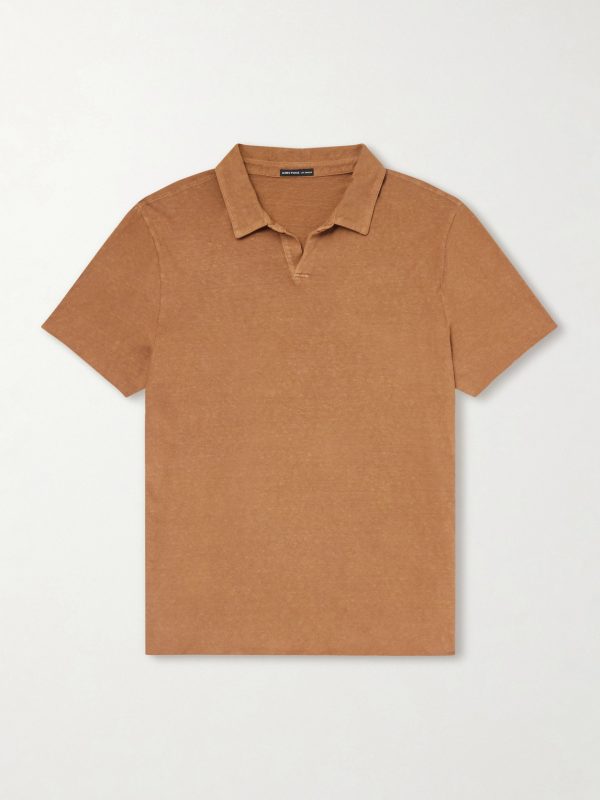 Open-Collar Slub Cotton-Jersey Polo Shirt