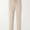 Straight-Leg Garment-Dyed Linen Drawstring Trousers Straight-Leg Garment-Dyed Linen Drawstring Trousers