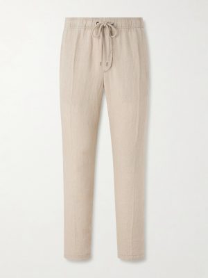 Straight-Leg Garment-Dyed Linen Drawstring Trousers Straight-Leg Garment-Dyed Linen Drawstring Trousers