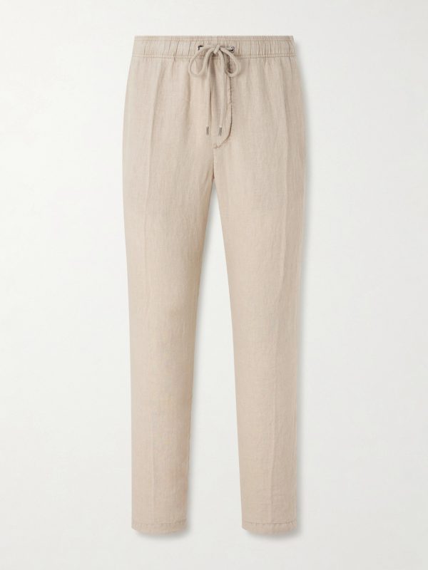 Straight-Leg Garment-Dyed Linen Drawstring Trousers Straight-Leg Garment-Dyed Linen Drawstring Trousers