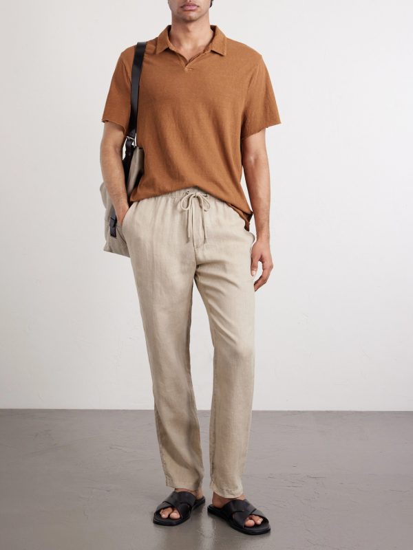 Straight-Leg Garment-Dyed Linen Drawstring Trousers - OU Straight-Leg Garment-Dyed Linen Drawstring Trousers - OU