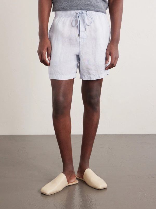 Straight-Leg Garment-Dyed Linen Drawstring Shorts - FR Straight-Leg Garment-Dyed Linen Drawstring Shorts - FR