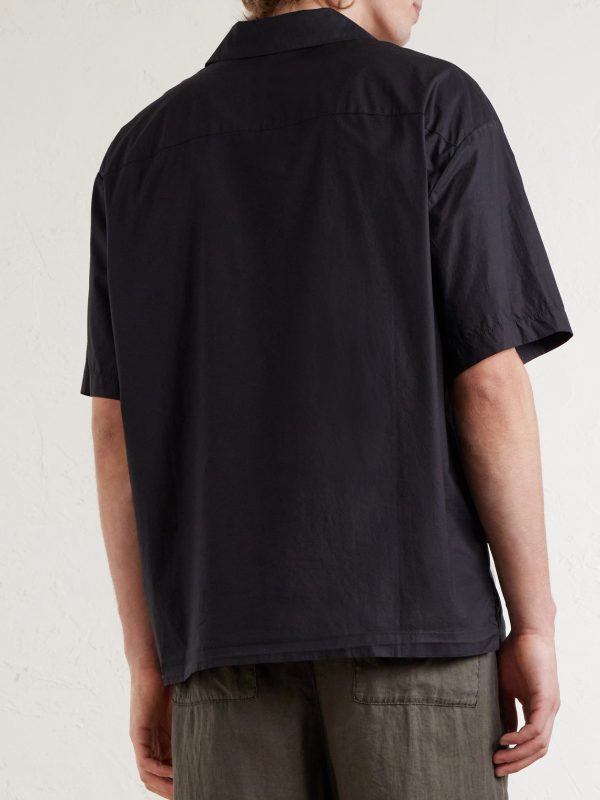 Convertible-Collar Cotton-Blend Poplin Shirt - BK Convertible-Collar Cotton-Blend Poplin Shirt - BK