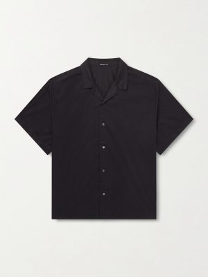 Convertible-Collar Cotton-Blend Poplin Shirt