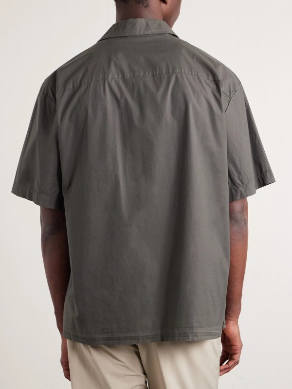 Camp-Collar Cotton-Blend Poplin Shirt - BK Camp-Collar Cotton-Blend Poplin Shirt - BK