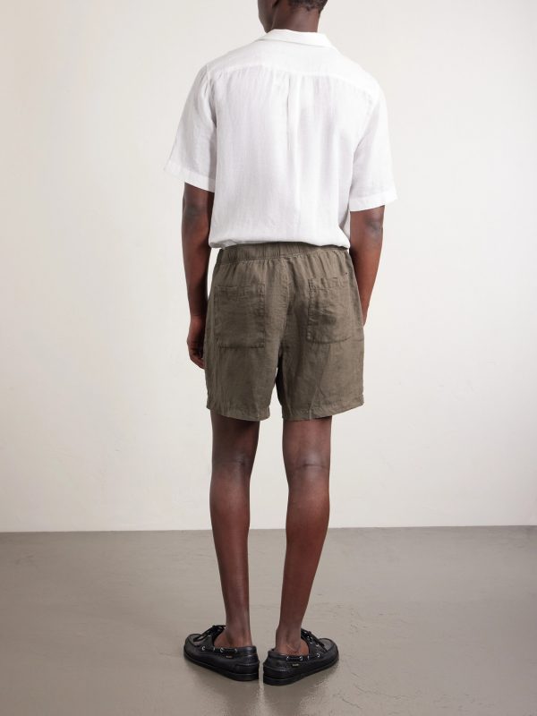 Straight-Leg Garment-Dyed Linen Drawstring Shorts - BK Straight-Leg Garment-Dyed Linen Drawstring Shorts - BK