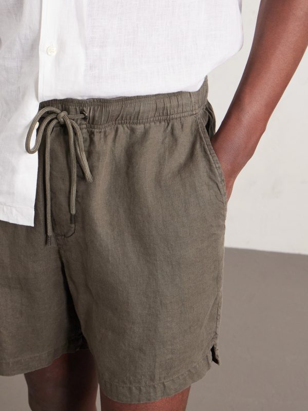 Straight-Leg Garment-Dyed Linen Drawstring Shorts - CU Straight-Leg Garment-Dyed Linen Drawstring Shorts - CU