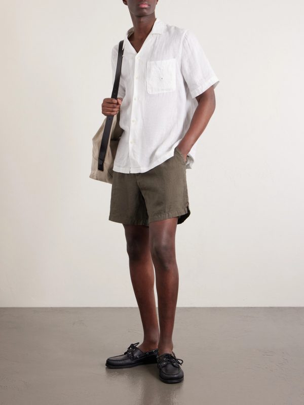 Straight-Leg Garment-Dyed Linen Drawstring Shorts - OU Straight-Leg Garment-Dyed Linen Drawstring Shorts - OU