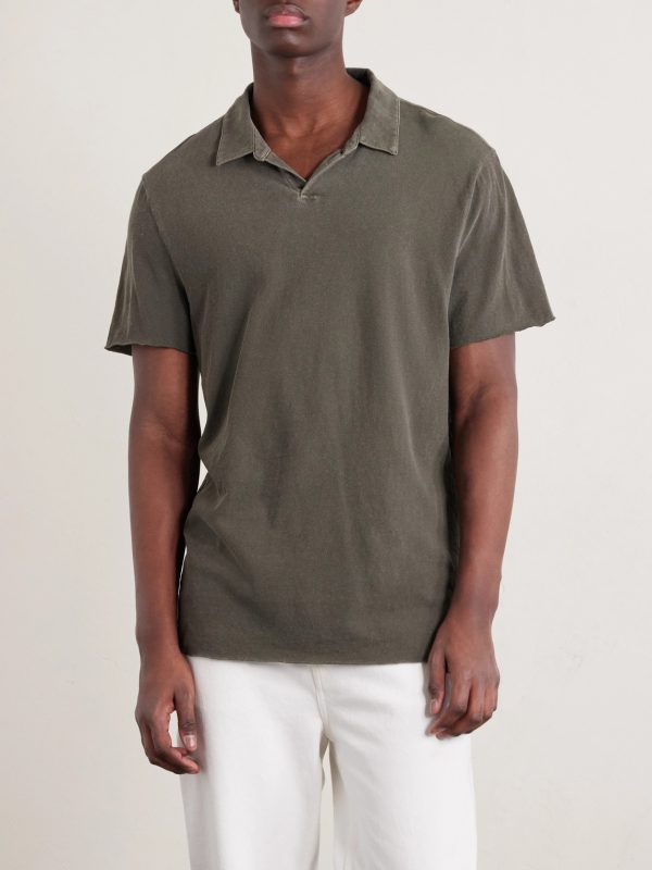 Open-Collar Cotton-Jersey Polo Shirt - FR Open-Collar Cotton-Jersey Polo Shirt - FR
