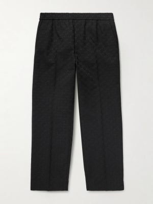 Straight-Leg Logo-Jacquard Cotton-Blend Canvas Drawstring Trousers Straight-Leg Logo-Jacquard Cotton-Blend Canvas Drawstring Trousers