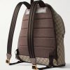 Ophidia Medium Leather-Trimmed Monogrammed Coated-Canvas Backpack - BK Ophidia Medium Leather-Trimmed Monogrammed Coated-Canvas Backpack - BK