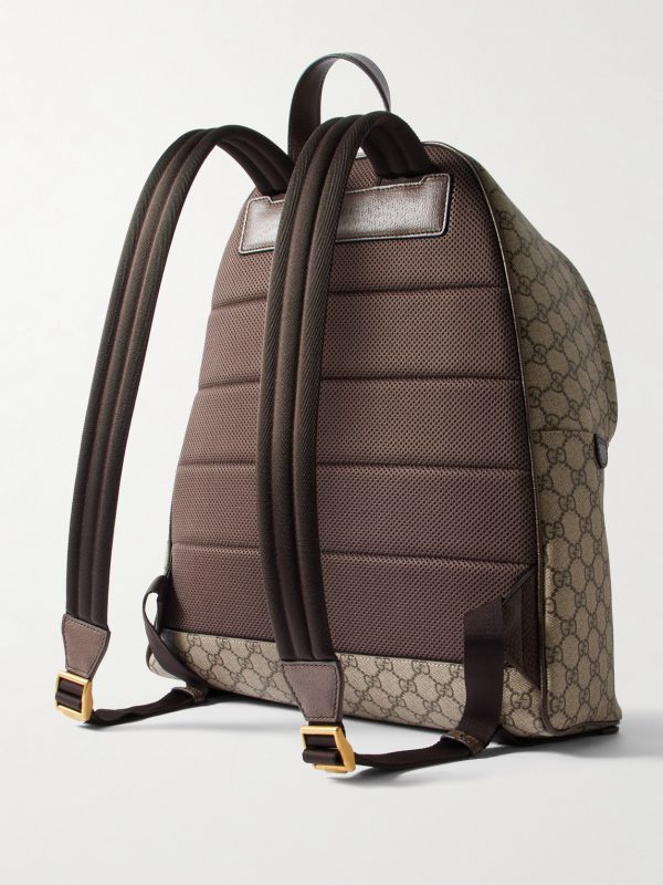 Ophidia Medium Leather-Trimmed Monogrammed Coated-Canvas Backpack - BK Ophidia Medium Leather-Trimmed Monogrammed Coated-Canvas Backpack - BK