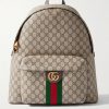 Ophidia Medium Leather-Trimmed Monogrammed Coated-Canvas Backpack Ophidia Medium Leather-Trimmed Monogrammed Coated-Canvas Backpack