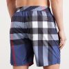 Straight-Leg Mid-Length Checked Swim Shorts - BK Straight-Leg Mid-Length Checked Swim Shorts - BK