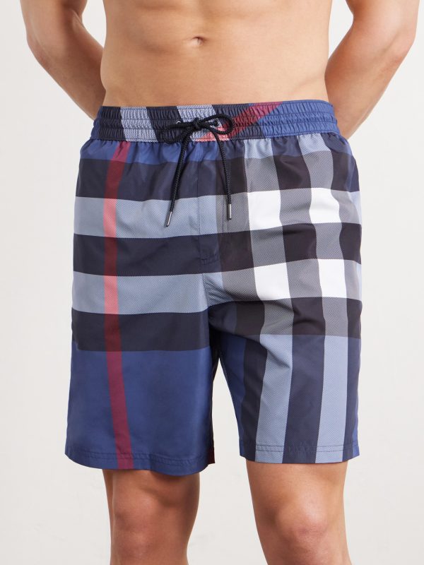 Straight-Leg Mid-Length Checked Swim Shorts - FR Straight-Leg Mid-Length Checked Swim Shorts - FR