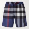 Straight-Leg Mid-Length Checked Swim Shorts Straight-Leg Mid-Length Checked Swim Shorts