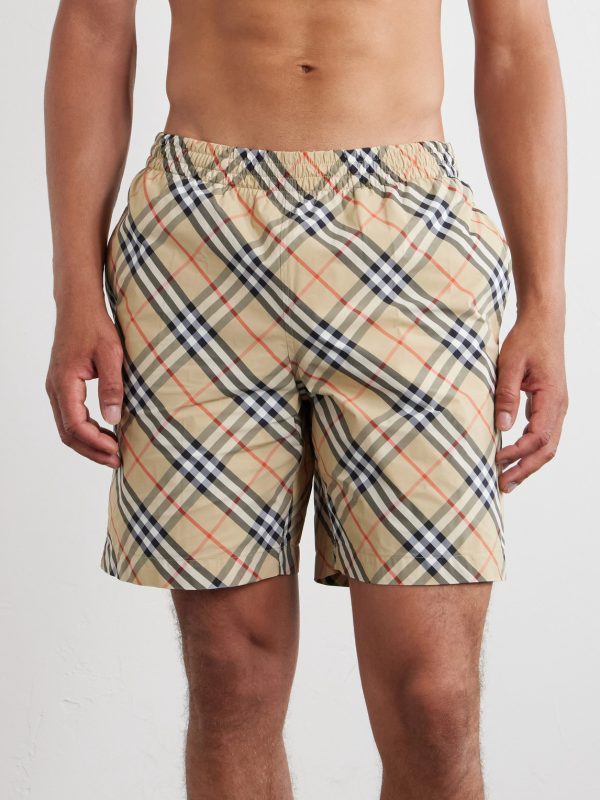 Treston Straight-Leg Mid-Length Checked Swim Shorts - OU