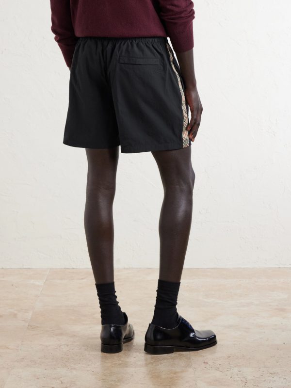 Straight-Leg Striped Jacquard-Trimmed Shell Shorts - BK Straight-Leg Striped Jacquard-Trimmed Shell Shorts - BK