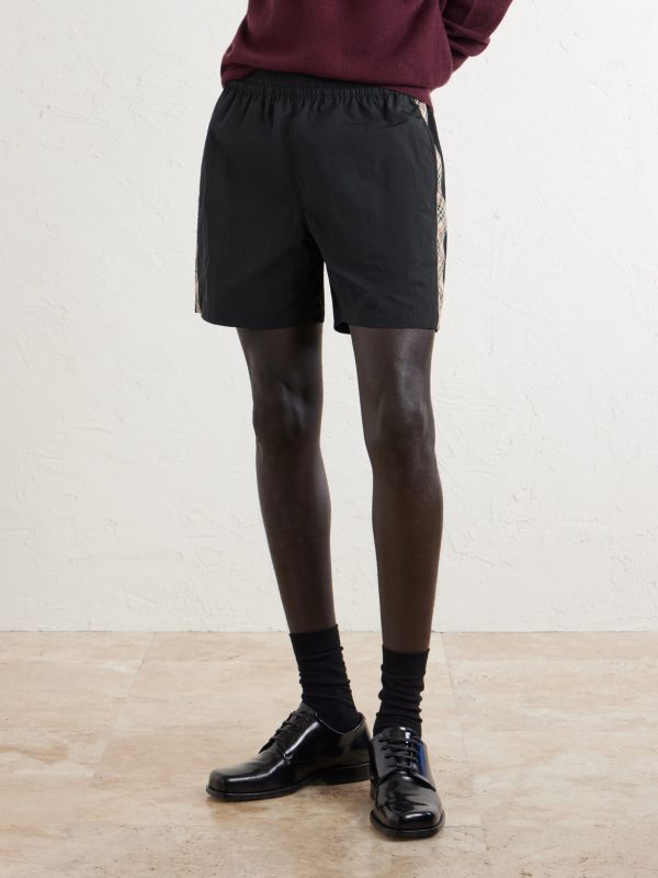 Straight-Leg Striped Jacquard-Trimmed Shell Shorts - FR Straight-Leg Striped Jacquard-Trimmed Shell Shorts - FR