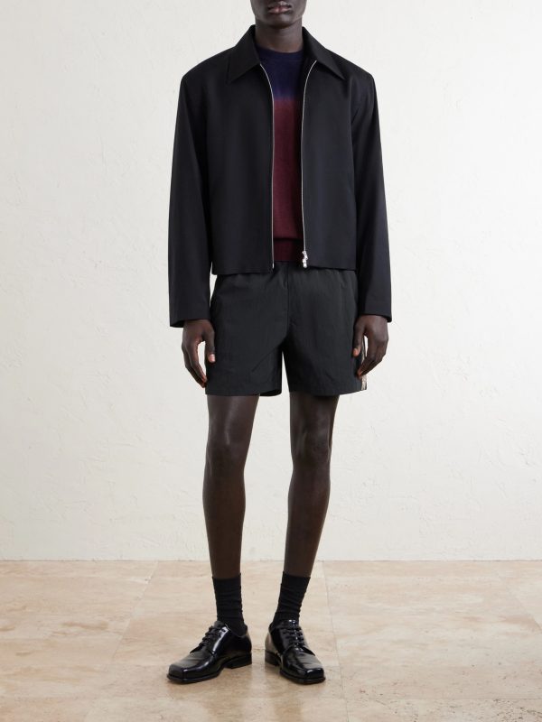 Straight-Leg Striped Jacquard-Trimmed Shell Shorts - OU Straight-Leg Striped Jacquard-Trimmed Shell Shorts - OU