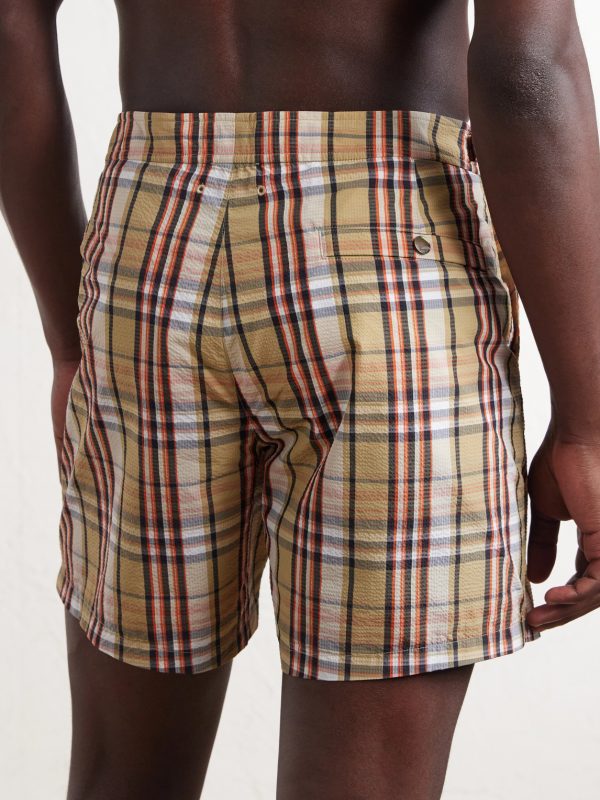 Selkirk Checked Crinkled Swim Shorts - BK Selkirk Checked Crinkled Swim Shorts - BK