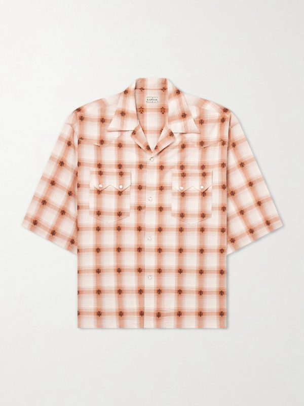 Camp-Collar Checked Cotton Western Shirt Camp-Collar Checked Cotton Western Shirt