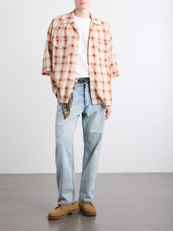 Camp-Collar Checked Cotton Western Shirt - OU Camp-Collar Checked Cotton Western Shirt - OU
