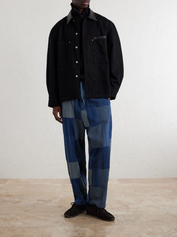 Tugihagi Straight-Leg Patchwork Cotton Drawstring Trousers - OU Tugihagi Straight-Leg Patchwork Cotton Drawstring Trousers - OU