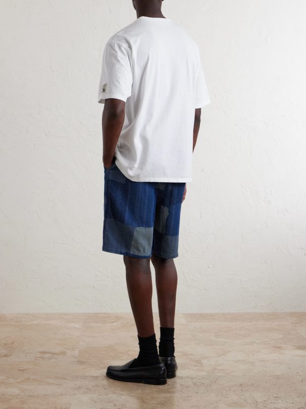 Tugihagi Straight-Leg Belted Patchwork Cotton Shorts - BK Tugihagi Straight-Leg Belted Patchwork Cotton Shorts - BK