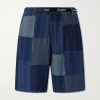 Tugihagi Straight-Leg Belted Patchwork Cotton Shorts Tugihagi Straight-Leg Belted Patchwork Cotton Shorts