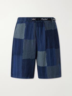 Tugihagi Straight-Leg Belted Patchwork Cotton Shorts