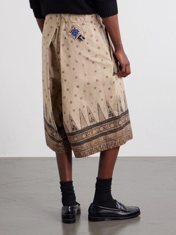 Wide-Leg Printed Cotton Shorts - BK Wide-Leg Printed Cotton Shorts - BK