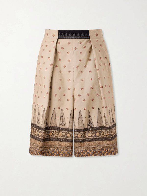 Wide-Leg Printed Cotton Shorts Wide-Leg Printed Cotton Shorts